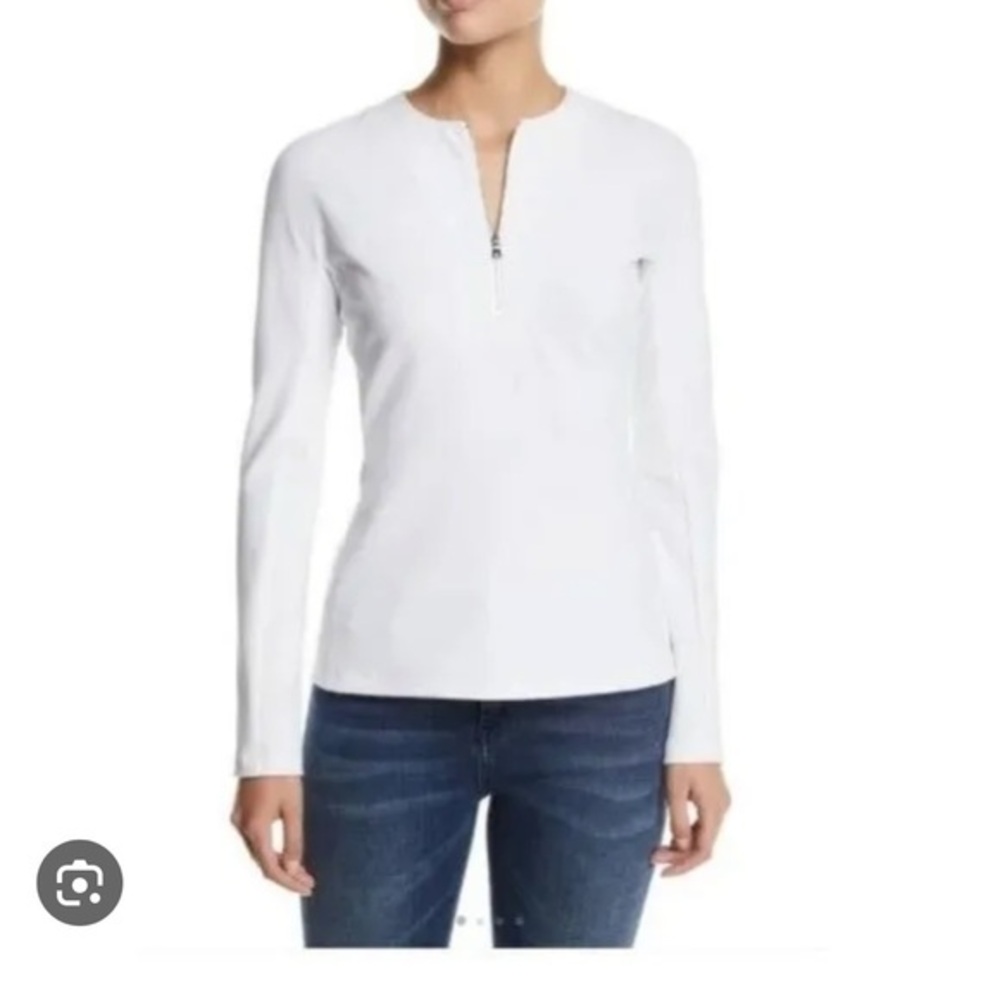 Tibi Structured Crepe Half Zip Top
